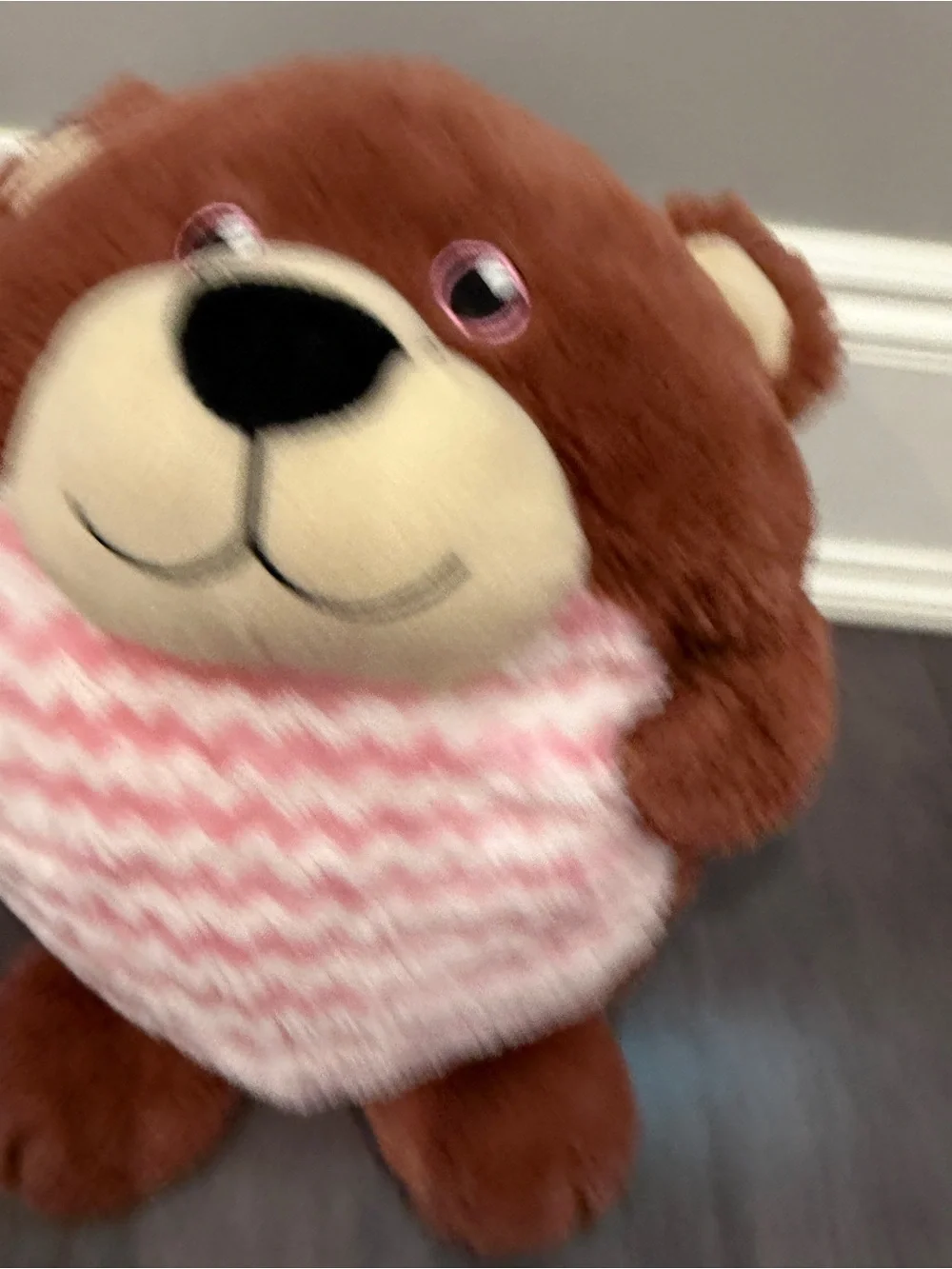 Brown 14” in Plush Bear with Pink Chevron Belly Stuffed Animal Kids Toddler